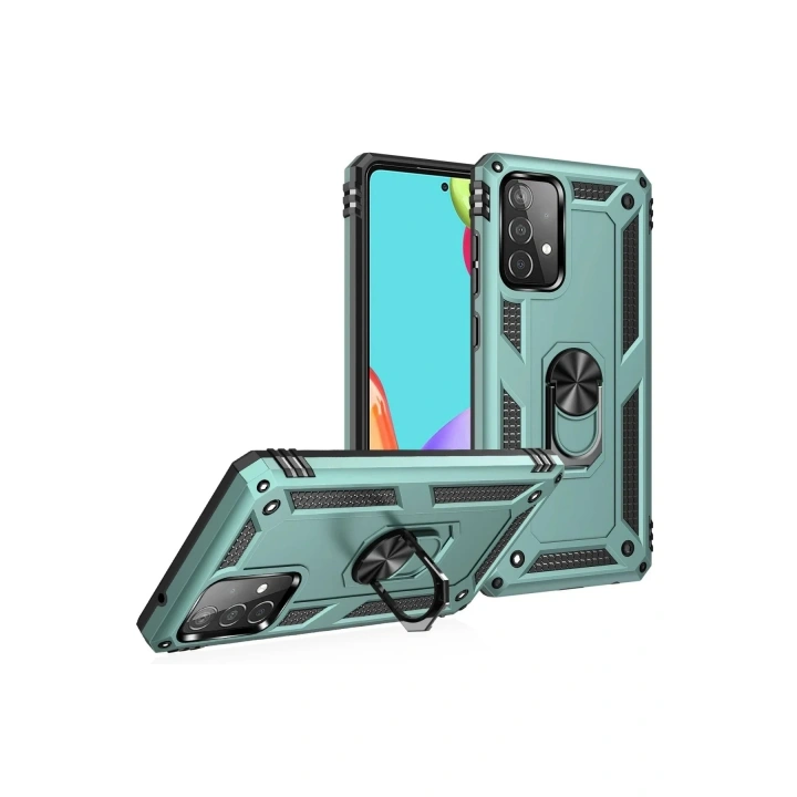 Mey İthalat®  Samsung Galaxy A33 5G Kılıf Sofya Yüzüklü Silikon Kapak - Yeşil