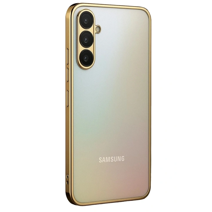 Mey İthalat®  Samsung Galaxy A34 5G Kılıf  Lensli Silikon - Gold