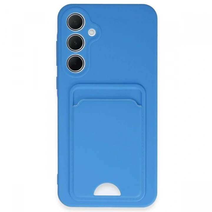 Mey İthalat®  Samsung Galaxy A35 5G Kılıf Kelvin Kartvizitli Silikon - Mavi