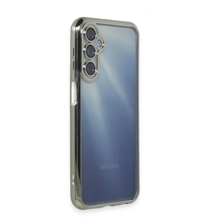 Mey İthalat®  Samsung Galaxy A35 5G Kılıf  Lensli Silikon - Gümüş