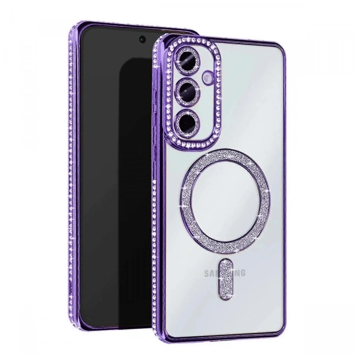 Mey İthalat®  Samsung Galaxy A36 Joke Simli Magneticsafe Kılıf - Derin Mor