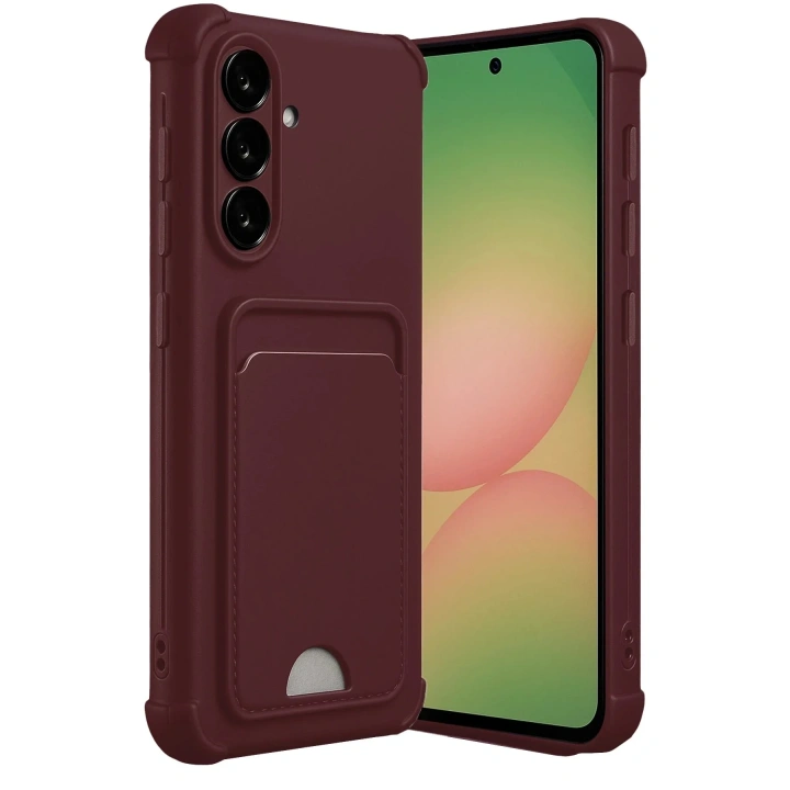 Mey İthalat®  Samsung Galaxy A36 Kılıf Kelvin Kartvizitli Silikon - Bordo