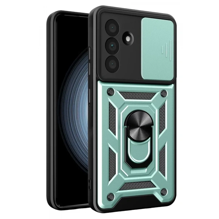 Mey İthalat®  Samsung Galaxy A37 5G Pars Lens Yüzüklü Silikon - Yeşil