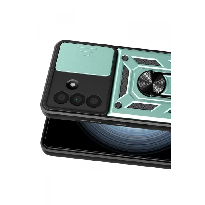 Mey İthalat®  Samsung Galaxy A37 5G Pars Lens Yüzüklü Silikon - Yeşil