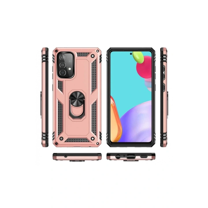 Mey İthalat®  Samsung Galaxy A52 Kılıf Sofya Yüzüklü Silikon Kapak - Rose