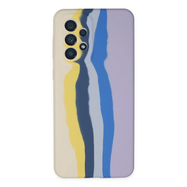 Mey İthalat®  Samsung Galaxy A53 5G Kılıf Ebruli Lansman Silikon - Sarı-Lila