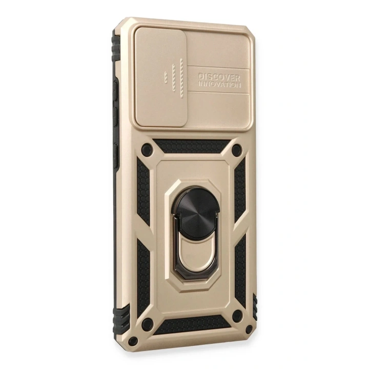 Mey İthalat®  Samsung Galaxy A53 5G Kılıf Pars Lens Yüzüklü Silikon - Gold