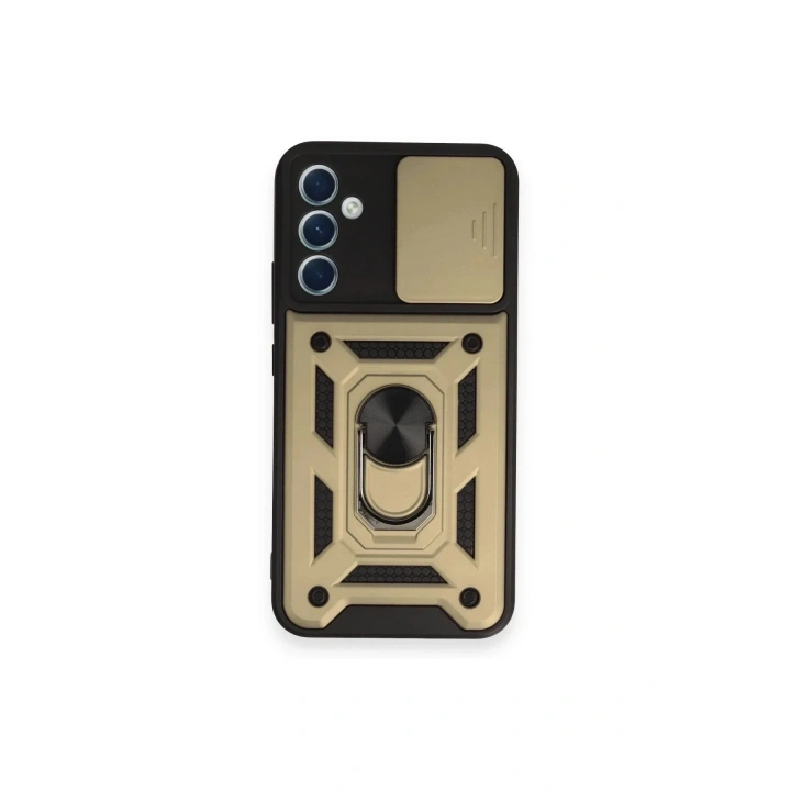 Mey İthalat®  Samsung Galaxy A54 5G Kılıf Pars Lens Yüzüklü Silikon - Gold