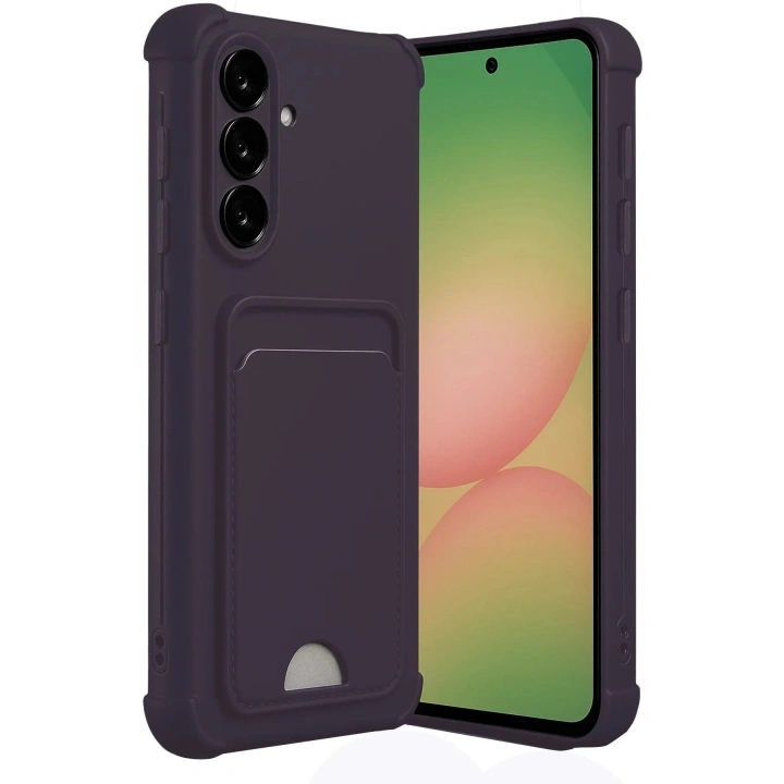 Mey İthalat®  Samsung Galaxy A55 5G Kılıf Kelvin Kartvizitli Silikon - Derin Mor