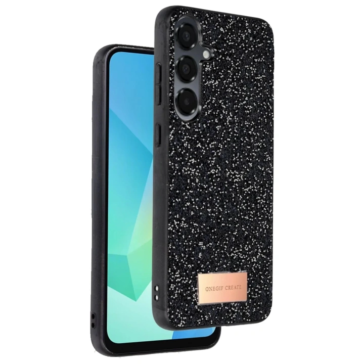 Mey İthalat®  Samsung Galaxy A56 Bright Simli Kapak - Siyah