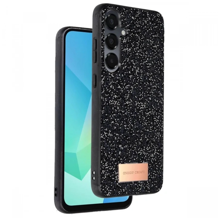Mey İthalat®  Samsung Galaxy A56 Bright Simli Kapak - Siyah