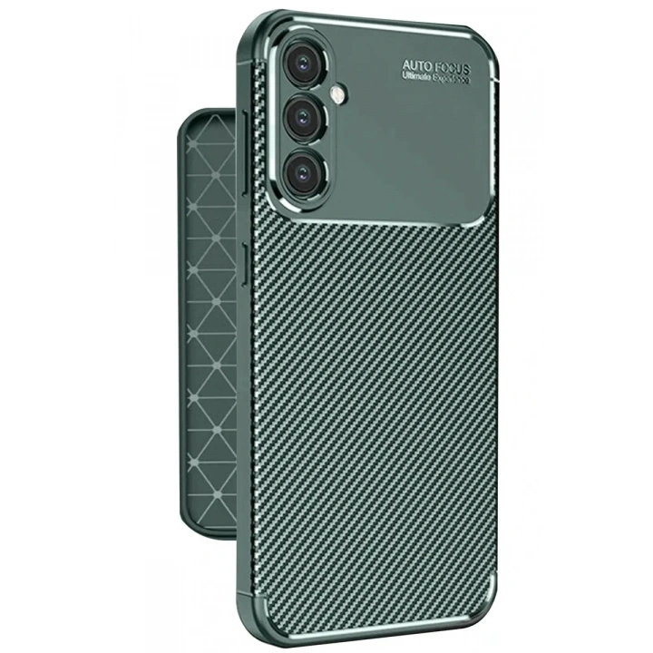 Mey İthalat®  Samsung Galaxy A56 Kılıf Auto Focus Karbon Kapak - Koyu Yeşil
