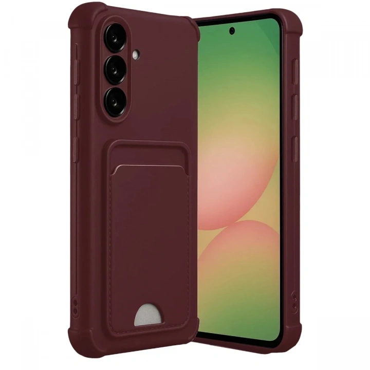Mey İthalat®  Samsung Galaxy A56 Kılıf Kelvin Kartvizitli Silikon - Bordo