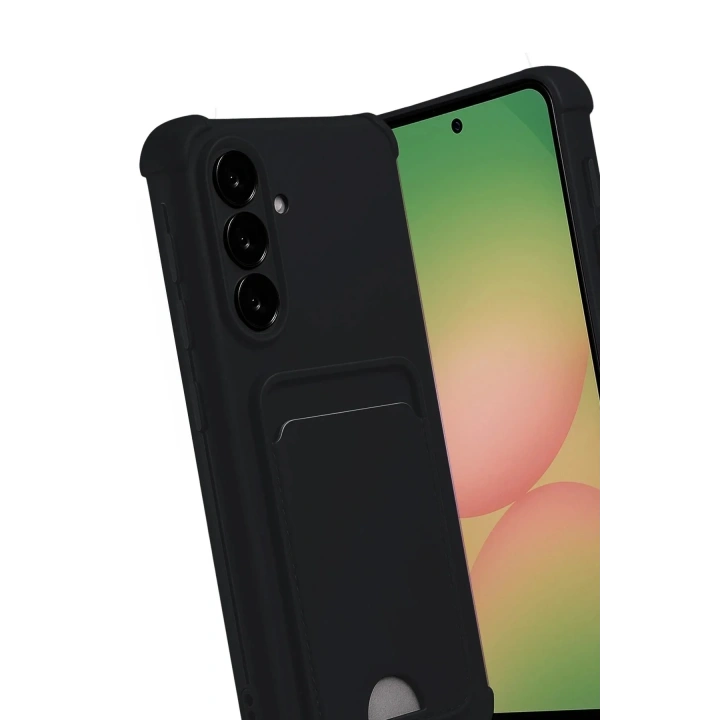 Mey İthalat®  Samsung Galaxy A56 Kılıf Kelvin Kartvizitli Silikon - Siyah