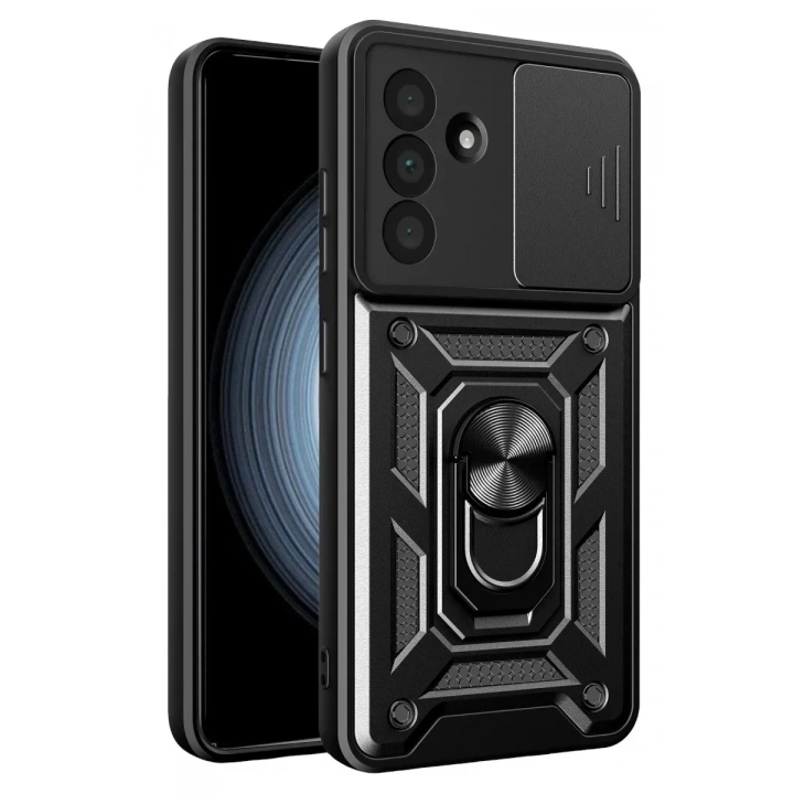 Mey İthalat®  Samsung Galaxy A57 5G Pars Lens Yüzüklü Silikon - Siyah