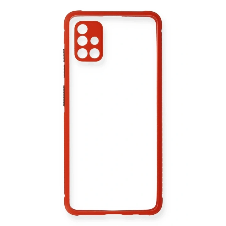 Mey İthalat®  Samsung Galaxy A71 Kılıf Miami Şeffaf Silikon - Kırmızı