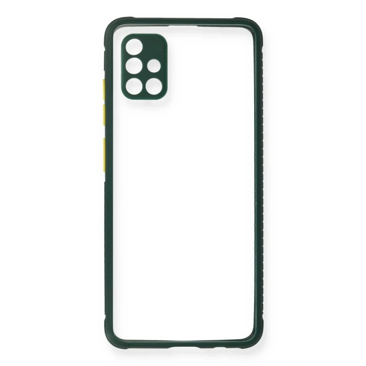 Mey İthalat®  Samsung Galaxy A71 Kılıf Miami Şeffaf Silikon - Koyu Yeşil