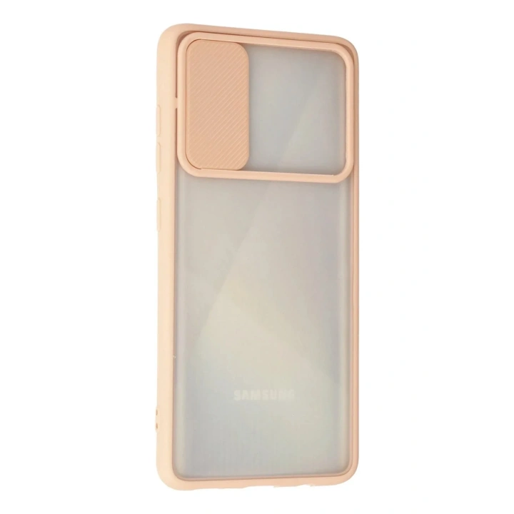 Mey İthalat®  Samsung Galaxy A71 Kılıf Palm Buzlu Kamera Sürgülü Silikon - Pembe
