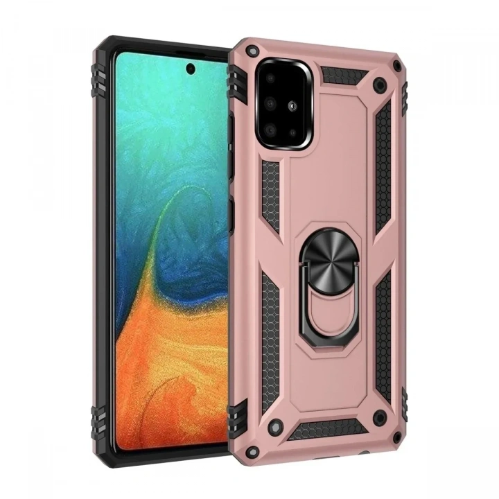 Mey İthalat®  Samsung Galaxy A71 Kılıf Sofya Yüzüklü Silikon Kapak - Rose