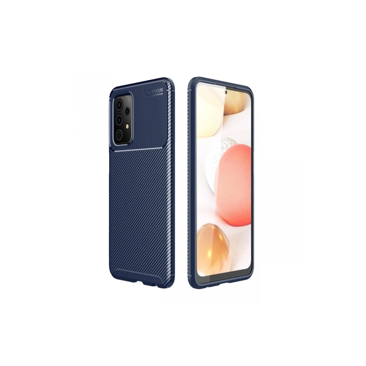 Mey İthalat®  Samsung Galaxy A72 Kılıf Auto Focus Karbon Kapak - Lacivert