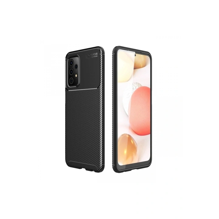 Mey İthalat®  Samsung Galaxy A72 Kılıf Auto Focus Karbon Kapak - Siyah