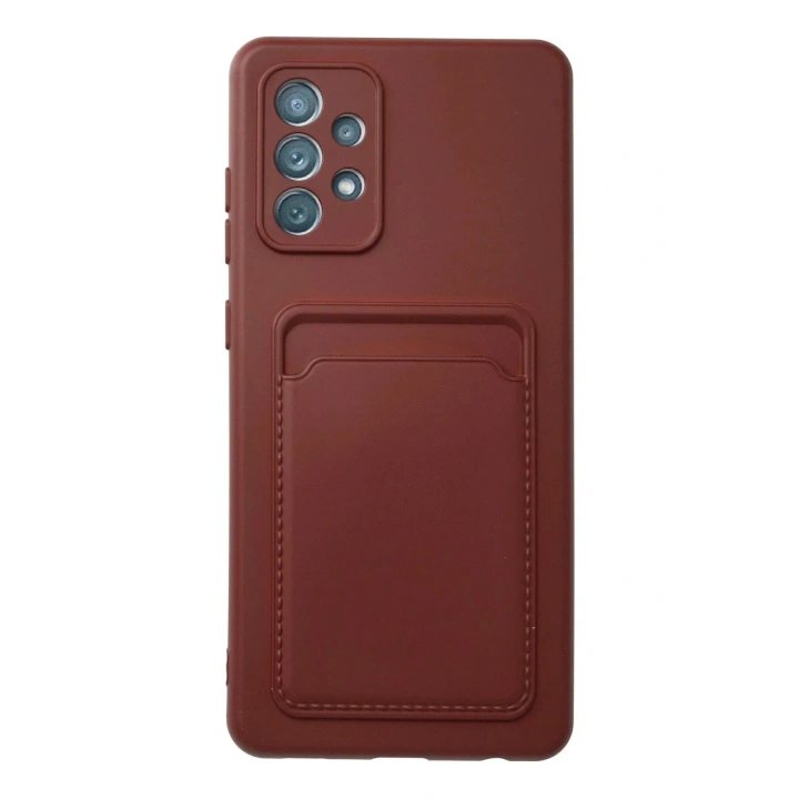 Mey İthalat®  Samsung Galaxy A72 Kılıf Kelvin Kartvizitli Silikon - Bordo