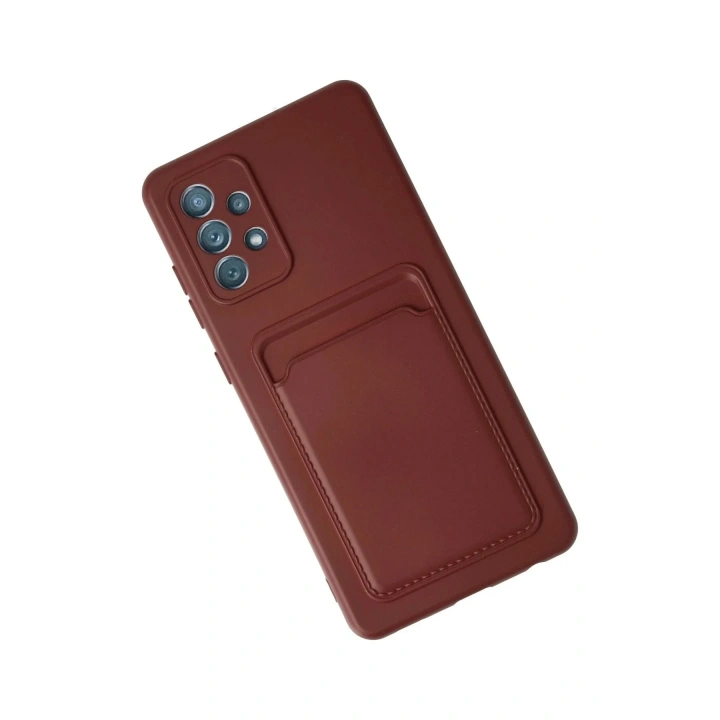 Mey İthalat®  Samsung Galaxy A72 Kılıf Kelvin Kartvizitli Silikon - Bordo