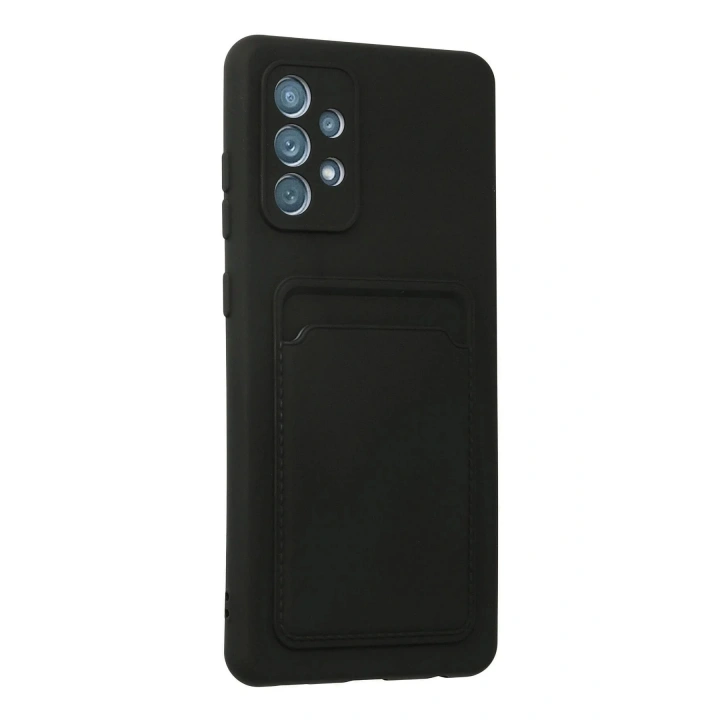 Mey İthalat®  Samsung Galaxy A72 Kılıf Kelvin Kartvizitli Silikon - Siyah