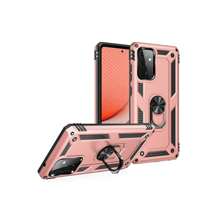 Mey İthalat®  Samsung Galaxy A72 Kılıf Sofya Yüzüklü Silikon Kapak - Rose