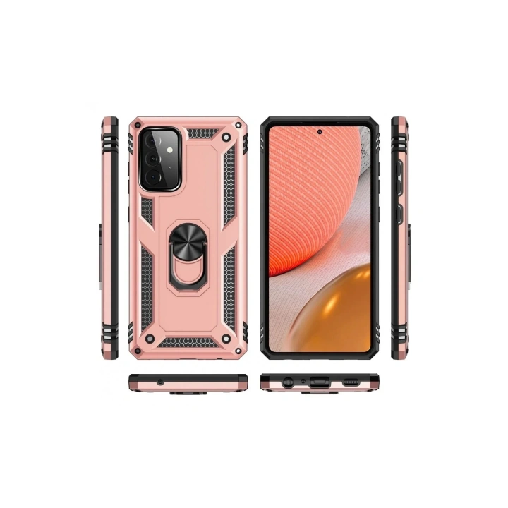 Mey İthalat®  Samsung Galaxy A72 Kılıf Sofya Yüzüklü Silikon Kapak - Rose