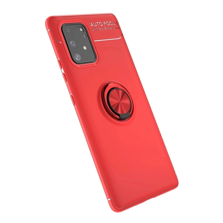 Mey İthalat®  Samsung Galaxy A91 / S10 Lite Kılıf Range Yüzüklü Silikon - Kırmızı