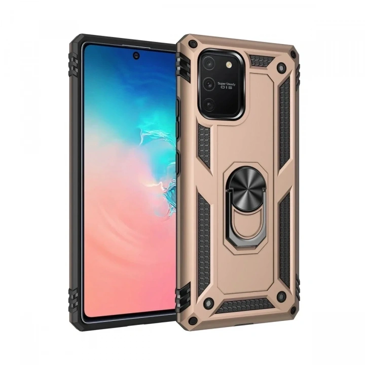 Mey İthalat®  Samsung Galaxy A91 / S10 Lite Kılıf Sofya Yüzüklü Silikon Kapak - Gold