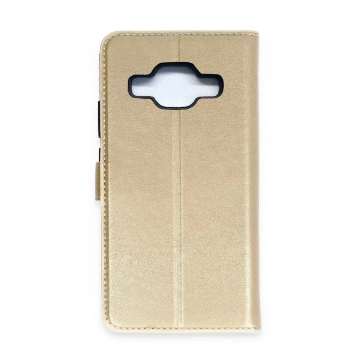 Mey İthalat®  Samsung Galaxy J5 Trend S Plus Kapaklı Kılıf - Gold