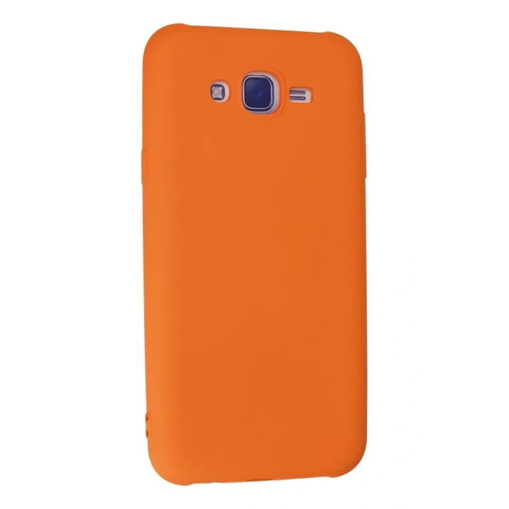 Mey İthalat®  Samsung Galaxy J7 Kılıf Nano içi Kadife Silikon - Turuncu