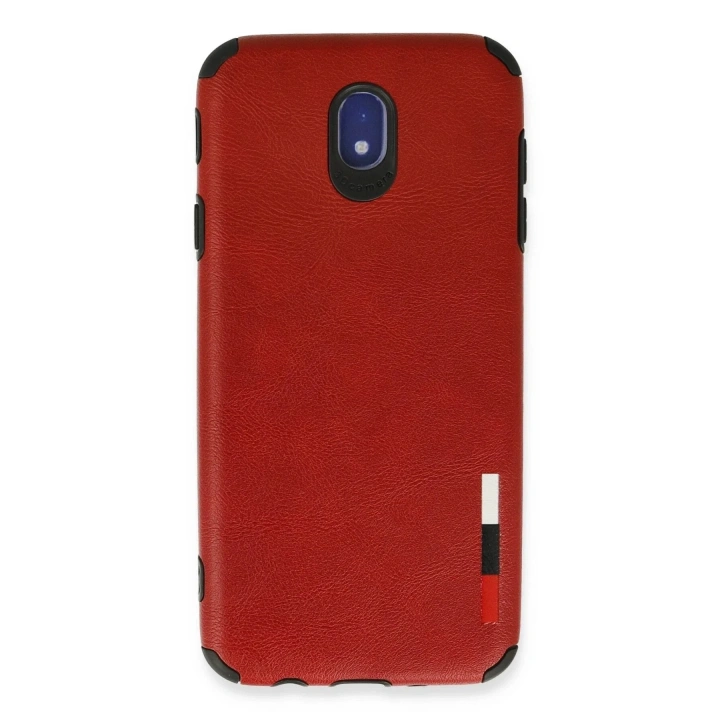 Mey İthalat®  Samsung Galaxy J7 Pro / J730 Kılıf Loop Deri Silikon - Kırmızı