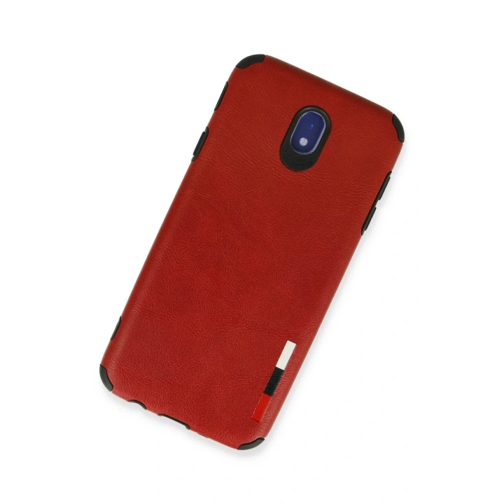 Mey İthalat®  Samsung Galaxy J7 Pro / J730 Kılıf Loop Deri Silikon - Kırmızı