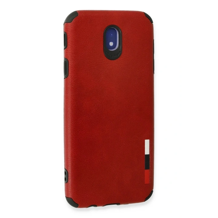 Mey İthalat®  Samsung Galaxy J7 Pro / J730 Kılıf Loop Deri Silikon - Kırmızı