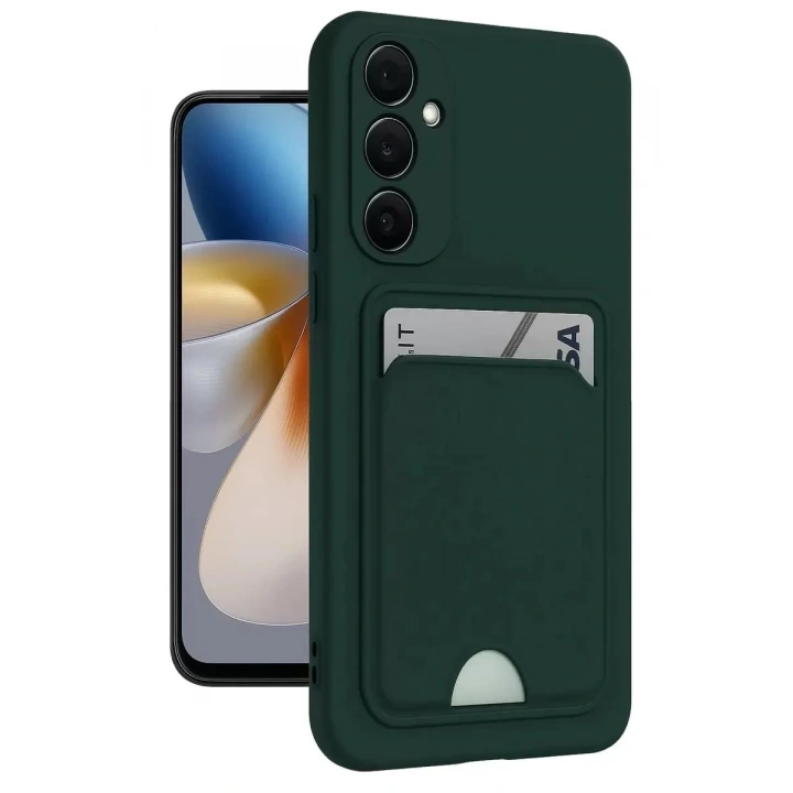 Mey İthalat®  Samsung Galaxy M15 Kelvin Kartvizitli Silikon - Koyu Yeşil