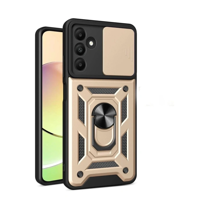 Mey İthalat®  Samsung Galaxy M15 Kılıf Pars Lens Yüzüklü Silikon - Gold