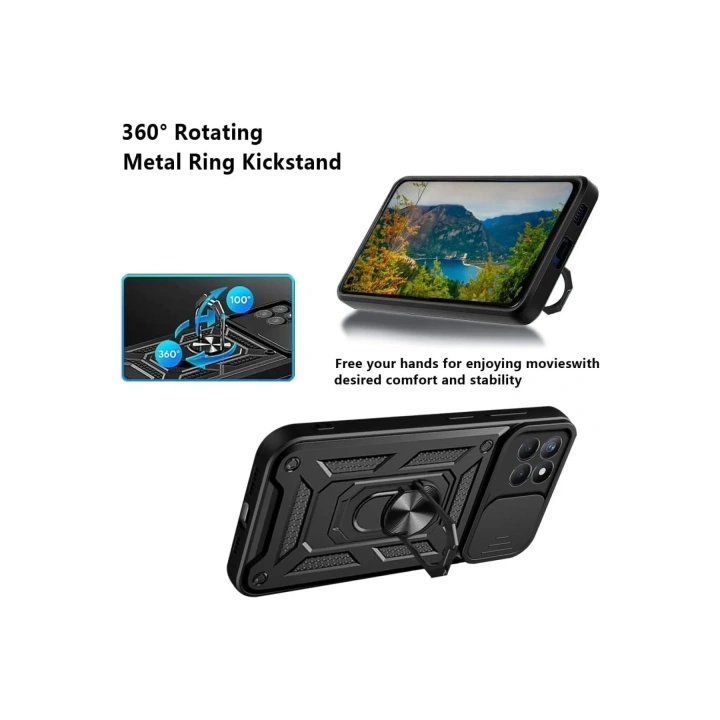 Mey İthalat®  Samsung Galaxy M15 Kılıf Pars Lens Yüzüklü Silikon - Yeşil
