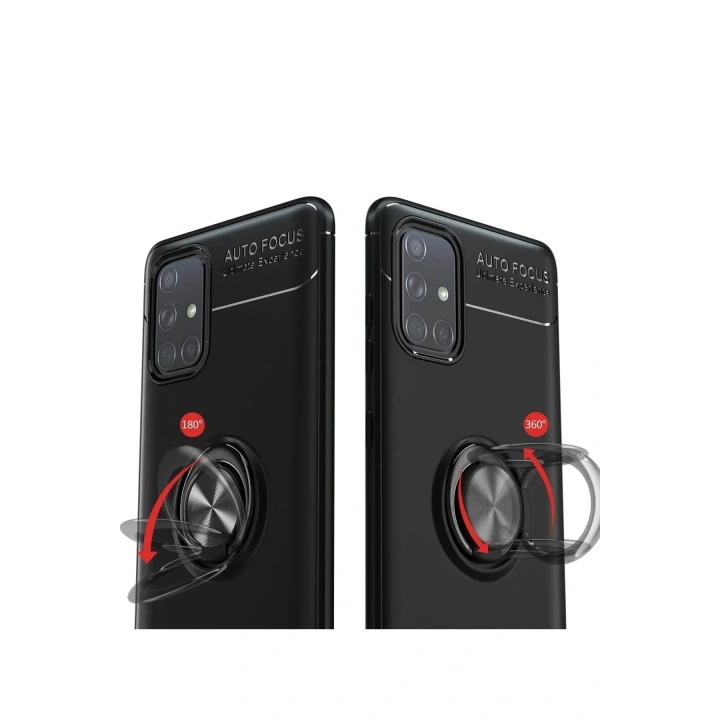 Mey İthalat®  Samsung Galaxy M31S Kılıf Range Yüzüklü Silikon - Kırmızı