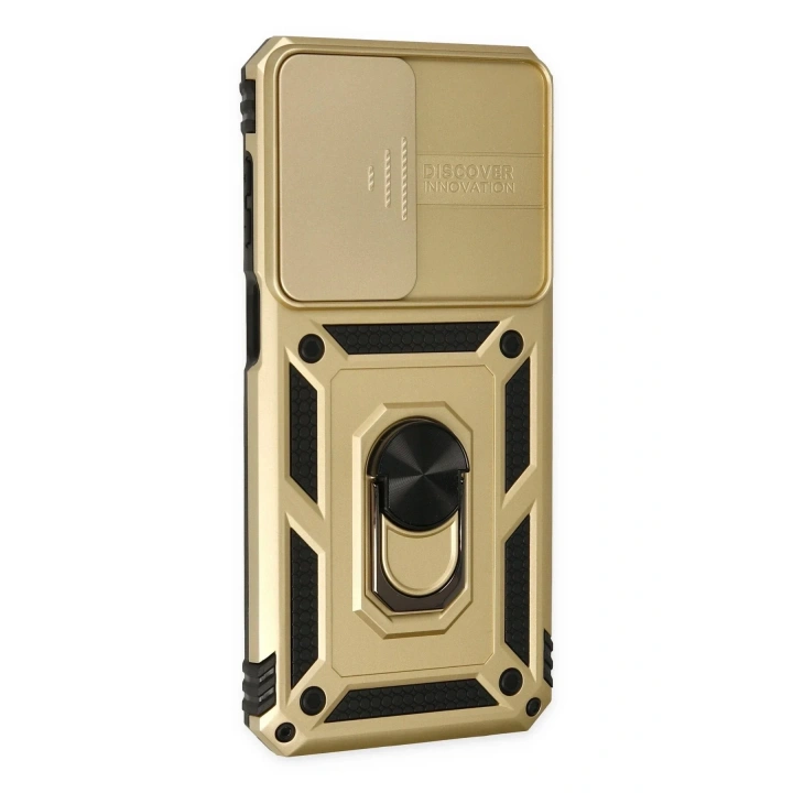 Mey İthalat®  Samsung Galaxy M33 Kılıf Pars Lens Yüzüklü Silikon - Gold
