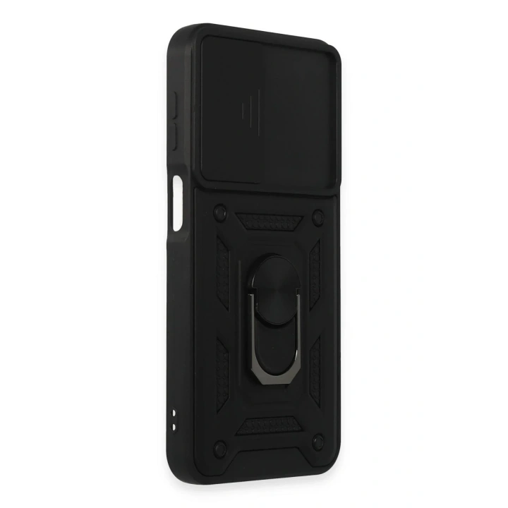 Mey İthalat®  Samsung Galaxy M34 5G Kılıf Pars Lens Yüzüklü Silikon - Siyah