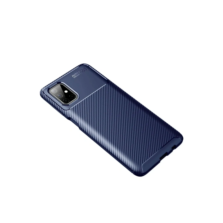 Mey İthalat®  Samsung Galaxy M51 Kılıf Auto Focus Karbon Kapak - Lacivert