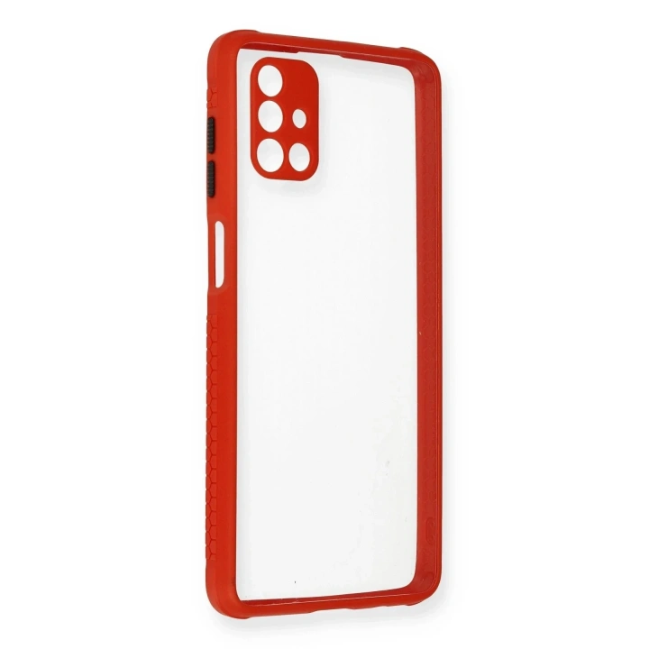 Mey İthalat®  Samsung Galaxy M51 Kılıf Miami Şeffaf Silikon - Kırmızı