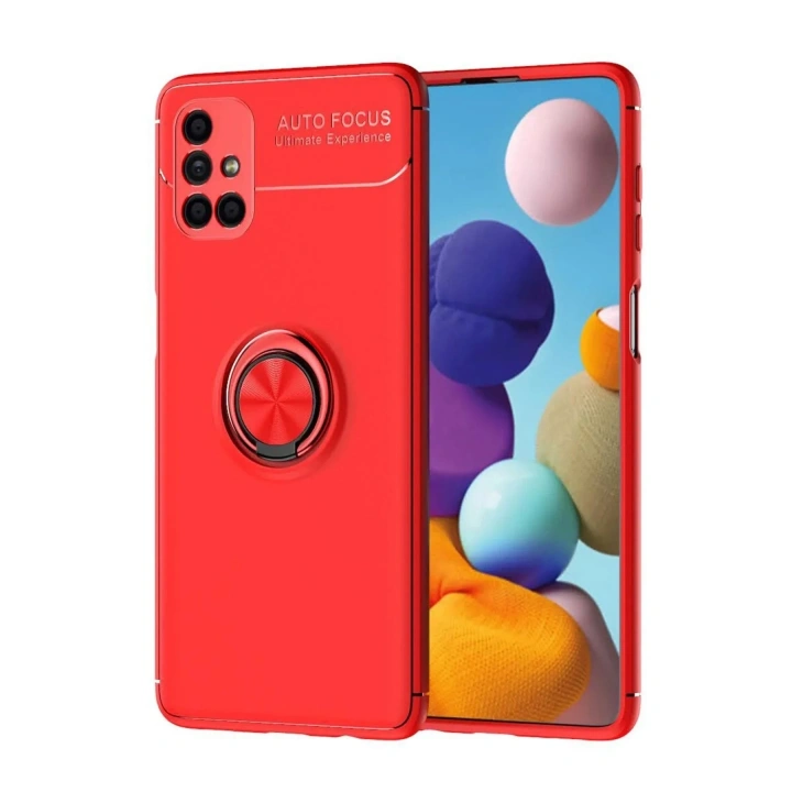 Mey İthalat®  Samsung Galaxy M51 Kılıf Range Yüzüklü Silikon - Kırmızı