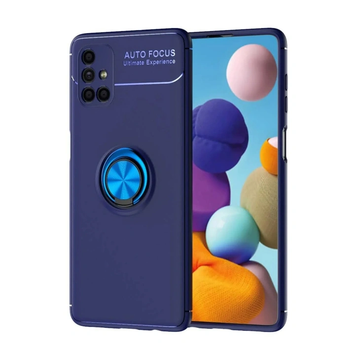 Mey İthalat®  Samsung Galaxy M51 Kılıf Range Yüzüklü Silikon - Mavi