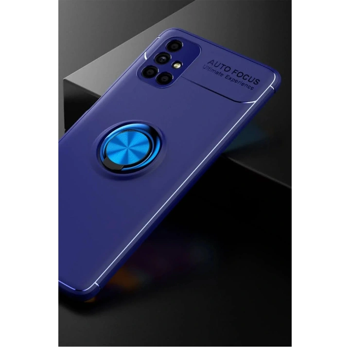 Mey İthalat®  Samsung Galaxy M51 Kılıf Range Yüzüklü Silikon - Mavi