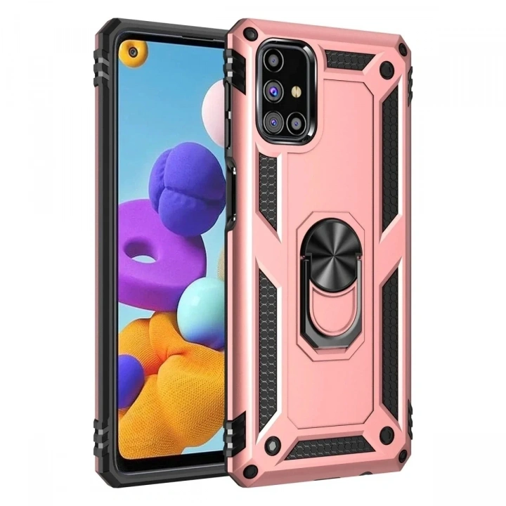 Mey İthalat®  Samsung Galaxy M51 Kılıf Sofya Yüzüklü Silikon Kapak - Rose