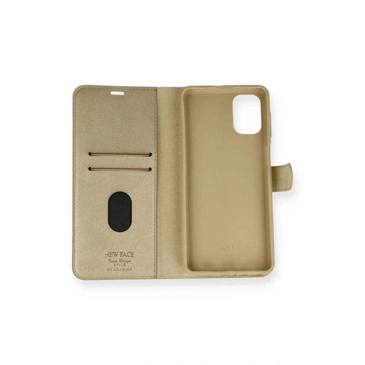 Mey İthalat®  Samsung Galaxy M51 Trend S Plus Kapaklı Kılıf - Gold